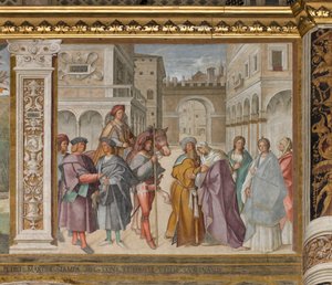 中央大殿，北侧第一跨度，圣约阿希姆和圣安娜在Aurea门的会面，Boccaccio Boccaccino 1514-15 作者 Boccaccio Boccaccino