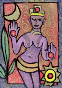 女神，2002年（纸上的油画，粉彩和印度墨水）