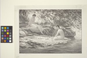 湖上仕女（纸上水墨）