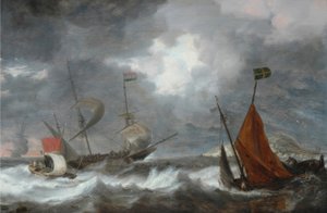 海上风暴与帆船 作者 Bonaventure I Peeters