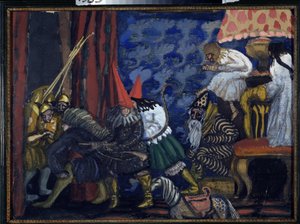 一艘表演船Boris Dmitryevich Grigoriev（1886-1939 年）的作品，钢笔画，纸板 作者 鲍里斯·德米特里耶维奇·格里戈里耶夫