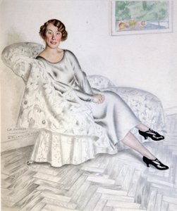 室内的女士》，1925年。 作者 鲍里斯·米哈伊洛维奇·库斯托季耶夫