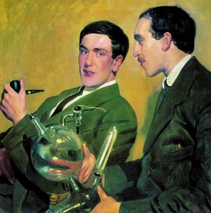 物理学家Pyotr Kapitsa 1894-1984和Nikolay Semyonov 1896-1986，1921。 作者 鲍里斯·米哈伊洛维奇·库斯托季耶夫