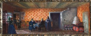 Mikhail Saltykov-Shchedrin (Saltykov Shchedrin, Saltykov-Chtchedrine, Saltykov Chtchedrine) (1826-1889)的戏剧作品《帕苏欣之死》的舞台设计（M. Saltykow Schtschedrin 的戏剧作品《帕苏欣之死》的舞台设计）。 作者 鲍里斯·米哈伊洛维奇·库斯托季耶夫