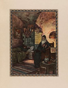 皮门。普希金的戏剧《鲍里斯-戈杜诺夫》的插图，1927年。 作者 鲍里斯·瓦西里耶维奇·兹沃里金