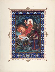 Vassilissa la Belle (ou Vassilissa la tres belle) - 美丽的瓦西丽莎童话的插图 par Zvorykin, Boris Vasilievich (1872-after 1935), c. 1925 年 - 彩色平版印刷，27,3x20,5 - 私人收藏