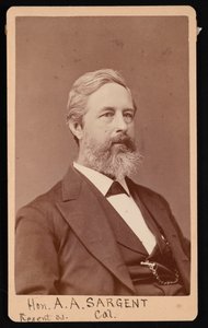 亚伦-奥古斯都-萨金特1827-1887年的肖像，1881年前。 作者 布雷迪的国家摄影肖像画廊