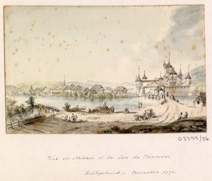 一系列素描，1772-1778 年英国、欧洲大陆和美洲的风景（水彩画） 作者 英国学校