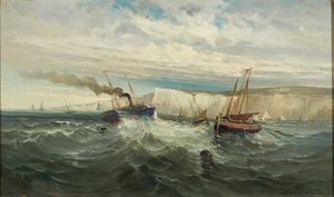 多佛白崖上的破浪（布面油画） 作者 英国学校