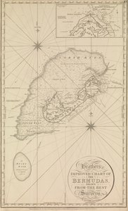 希瑟的 "百慕大群岛改良海图"，附 "默里锚地入口 "插图 作者 英国学校