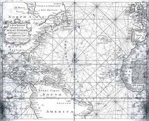 按山峰和页码绘制的北大西洋地图 作者 英国学校