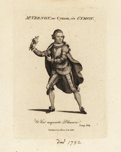 Joseph Vernon 夫人饰演 Cymon，演唱 Thomas Arne 的康塔塔 Cymon 和 Iphigenia 作者 英国学校