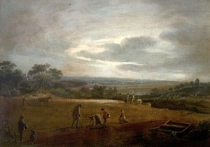 犁地和埯豆（布面油画） 作者 英国学校