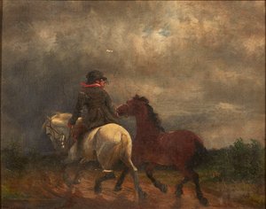 双马骑士（布面油画） 作者 英国学校