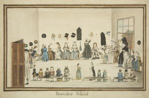 慈善学校，约 1795 年（纸本水彩和水墨） 作者 英国学校