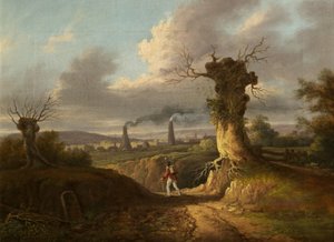 老玻璃厂，Nailsea，c.1810（布面油画） 作者 英国学校