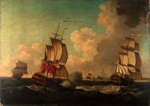 阿尔西德 "号和 "赖斯 "号被俘，1755 年 6 月 8 日 作者 英国学校