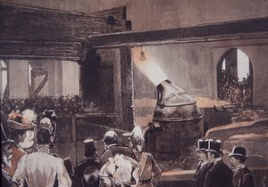 参观者在 John Brown and Co 铸造厂观看贝塞默钢铁工艺 作者 英国学校