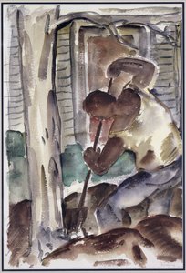 挖掘的人（纸上水彩画） 作者 布鲁尔·朱利叶斯·奥尔森·诺德费尔特