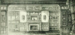 屏风装饰，出自《古代和现代家具实例》。
