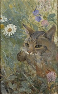 1885年，一只带着幼鸟嘴的猫