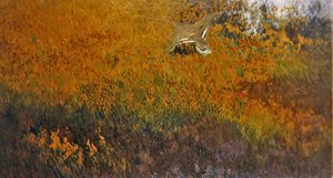 夏日风景与飞鸟（布面油画） 作者 布鲁诺·安德里亚斯·利耶佛斯（Bruno Andreas Liljefors）