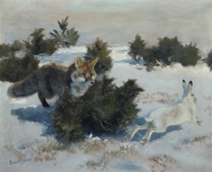 狐狸和野兔 作者 布鲁诺·安德里亚斯·利耶佛斯（Bruno Andreas Liljefors）