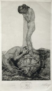 Grief，1916年（Remarque proof etch on paper） 作者 布鲁诺·海罗克斯