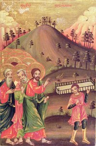 图标描绘了瘫痪的瘫痪者，1811年 作者 保加利亚学校