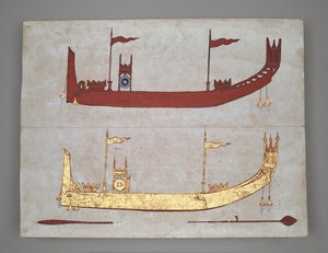 或 14005 皇家驳船和船只（纸本水墨、彩色和金色） 作者 缅甸学校