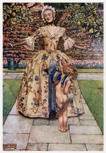 "Love liketh not the falling fruit, / Nor yet the withered tree" (colour litho)