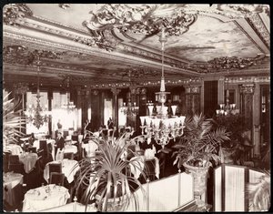 Hotel Savoy酒店的餐厅，c.1895-96（银色明胶印刷） 作者 拜伦公司