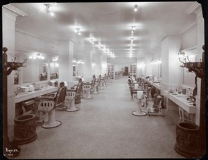 Hotel Knickerbocker酒店的理发店，1906年（银色明胶印刷） 作者 拜伦公司