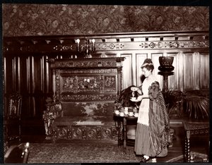客人在Hotel Marie Antoinette酒店（1895年或1896年）享用茶（银色明胶印刷）