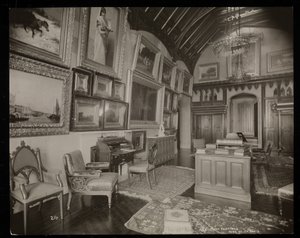 位于纽约Tarrytown的Helen Gould庄园（已故杰伊古尔德住所）艺术画廊，1893-94（银色明胶印刷） 作者 拜伦公司