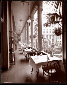 Park Avenue Hotel酒店的阳台，1901年或1902年（银色明胶印刷） 作者 拜伦公司