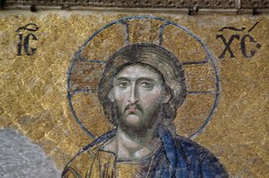 圣索菲亚大教堂的 Deesis Christ（马赛克） 作者 拜占庭