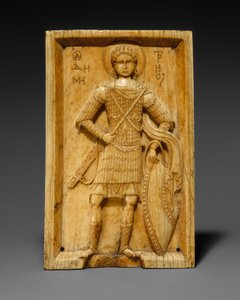 带有圣德米特里的图标，950-1000年（象牙） 作者 拜占庭