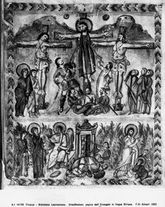 十字架和复活，来自Rabula Gospels，公元586年 作者 拜占庭学派