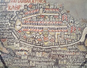 耶路撒冷市及周边地区，详细信息来自Madaba马赛克地图，Byzantine，6世纪（马赛克）