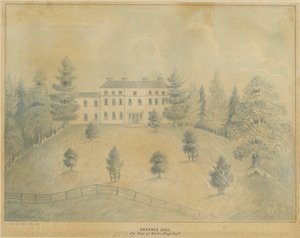 查尔斯·霍尔（Charnes Hall）：铅笔和水墨画，nd [19％] 作者 炭黑灰