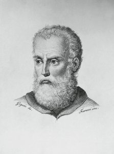 意大利作家和诗人Annibale Caro（1507-1566）的肖像，由Ado Fioroni（活跃于1812-1833年）根据Giovanni Battista Gigola（1767-1841）的绘画作品雕刻而成。 作者 JB 和 Brown J. 和 Rowbotham