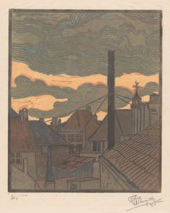 米德尔堡的屋顶和烟囱 作者 CH d'Huy（艺术家签名）