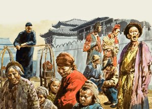 苦难缠绕着中华大地（水粉画，纸本） 作者 CL 道蒂