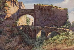 Castel Castruccio Castracani，萨尔扎纳（彩色平版印刷）