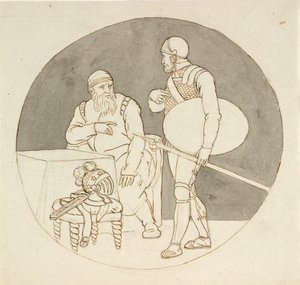 两个战士，一个站着，一个坐着 作者 克里斯托弗·威廉·埃克斯伯格