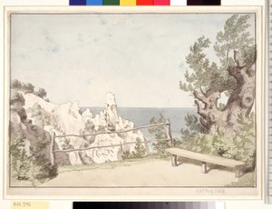 从 Sommerspiret 的 Møns Klint 观看美景 作者 克里斯托弗·威廉·埃克斯伯格