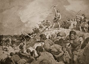蒙斯巴多尼库斯之战，约公元 500 年，插图来自《国家历史》（平版印刷）