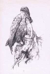 The maid and the eagle, from The Child of the Air pub.by Duckworth 作者 C.威廉