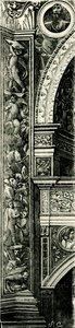 卡利斯托-皮亚扎（Callisto Piazza，约 1500-1561 年或 1562 年）装饰的壁柱条，意大利伦巴第，罗迪，Tempio Civico della Beata Vergine Incoronata（圣母加冕庙），木刻画
